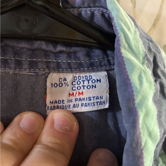 Vintage Striped Green and Blue Men's Shirt - Picture 4 of 8